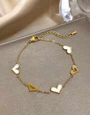 Minimalist Gold Plated Heart Charm Bracelet
