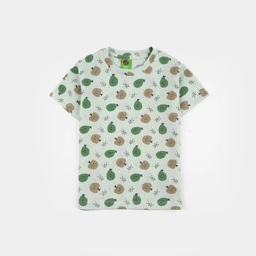 Infant Boys Waffle T-Shirt (Apple) - Green