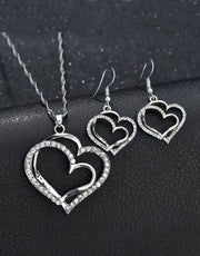 Elegant Sparkling Rhinestone Heart Shape Necklace Set
