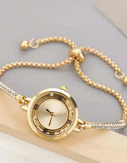 Elegant Golden Ladies Bracelet Watch